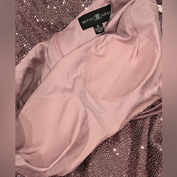 Adam Pink Sequin Maxi Gown Spaghetti Strap Prom - Picture 12 of 13